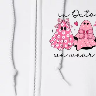 In October We Wear Cute Ghost Women Full Zip Hoodie