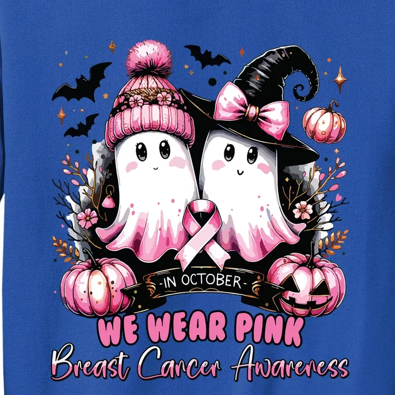 In October We Wear Ghost Witch Breast Cancer Awareness Tall Sweatshirt