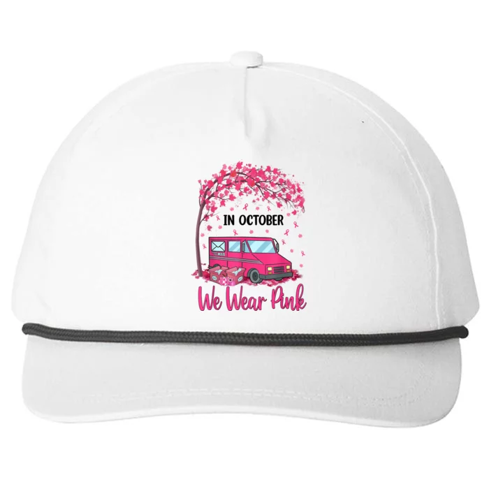 In October We Wear Pink Mail Carrier Postal Workers Snapback Five-Panel Rope Hat