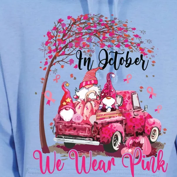 In October We Wear Pink Gnomes Truck Breast Cancer Unisex Surf Hoodie