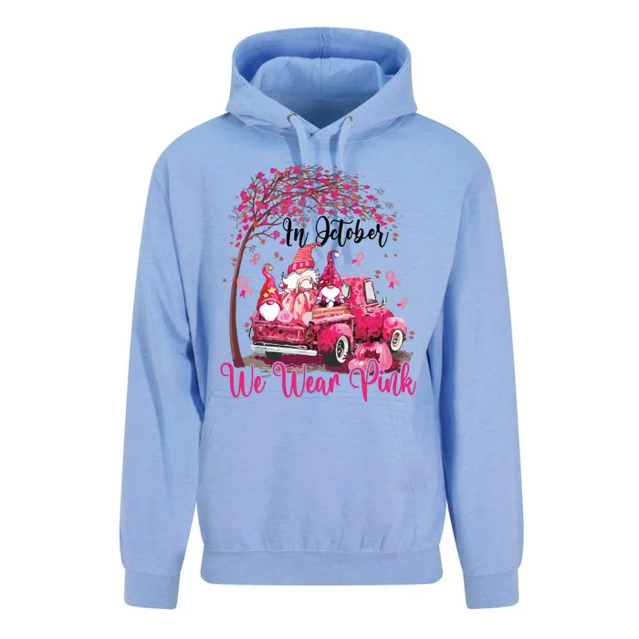 In October We Wear Pink Gnomes Truck Breast Cancer Unisex Surf Hoodie