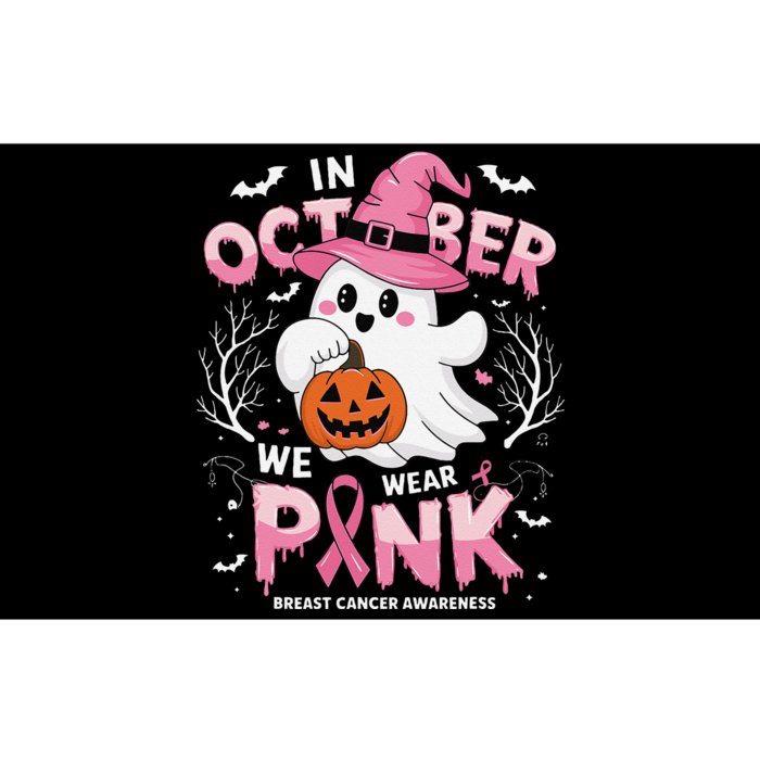 In October We Wear P.Ink Ghost Breast Cancer Awareness Gift Bumper Sticker