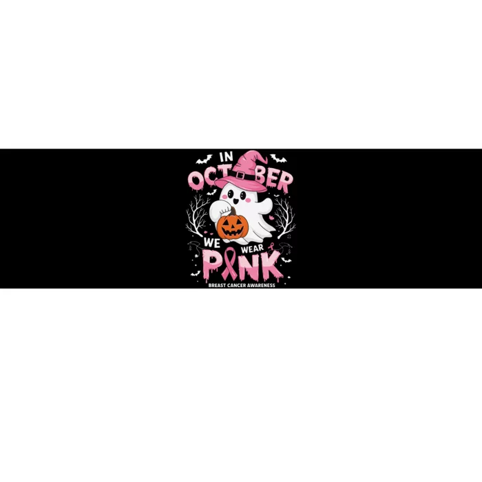 In October We Wear P.Ink Ghost Breast Cancer Awareness Gift Bumper Sticker