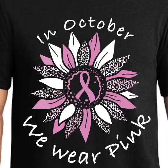 In October We Wear Pink Sunflower Breast Cancer Awareness Pajama Set