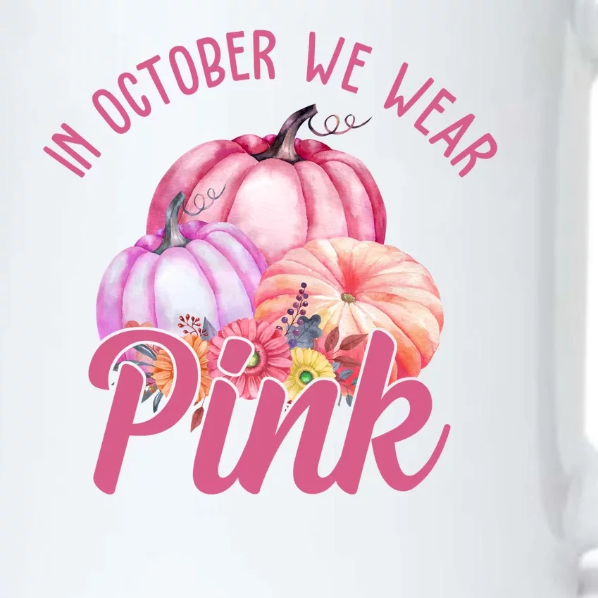 In October We Wear Pink Pumpkin Patch Breast Cancer Black Color Changing Mug