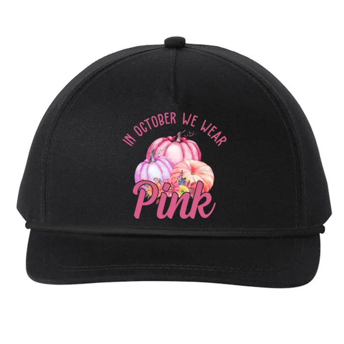 In October We Wear Pink Pumpkin Patch Breast Cancer Snapback Five-Panel Rope Hat