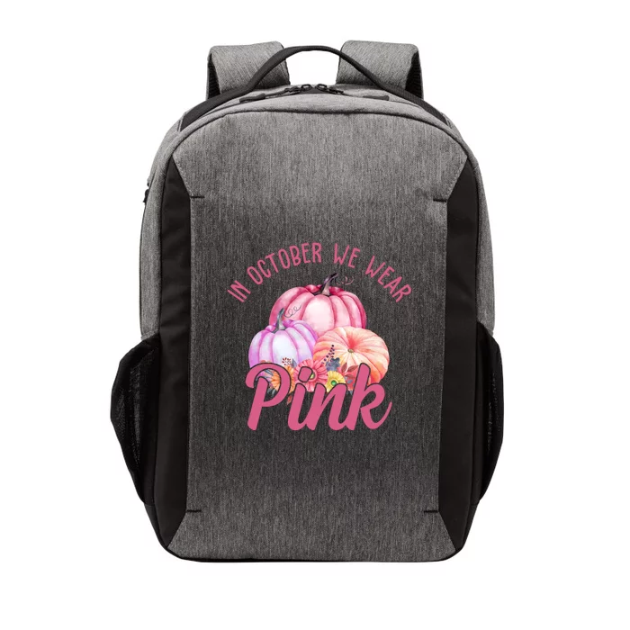 In October We Wear Pink Pumpkin Patch Breast Cancer Vector Backpack