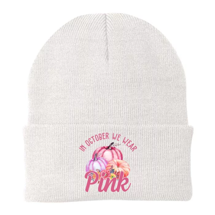 In October We Wear Pink Pumpkin Patch Breast Cancer Knit Cap Winter Beanie