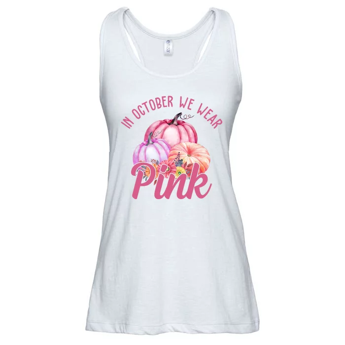 In October We Wear Pink Pumpkin Patch Breast Cancer Ladies Essential Flowy Tank