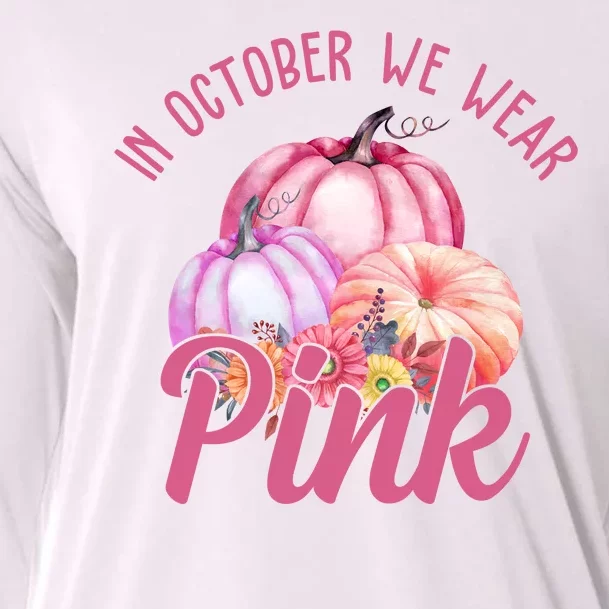 In October We Wear Pink Pumpkin Patch Breast Cancer Cooling Performance Long Sleeve Crew