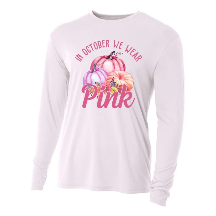 In October We Wear Pink Pumpkin Patch Breast Cancer Cooling Performance Long Sleeve Crew