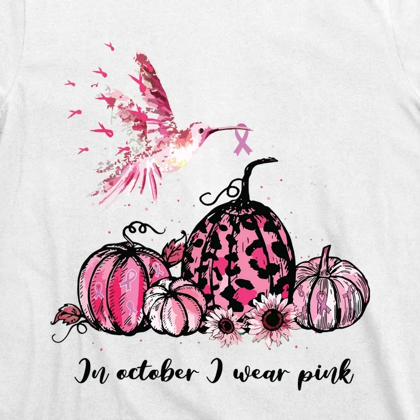 In October We Wear Pink Hummingbird Breast Cancer Awareness T-Shirt