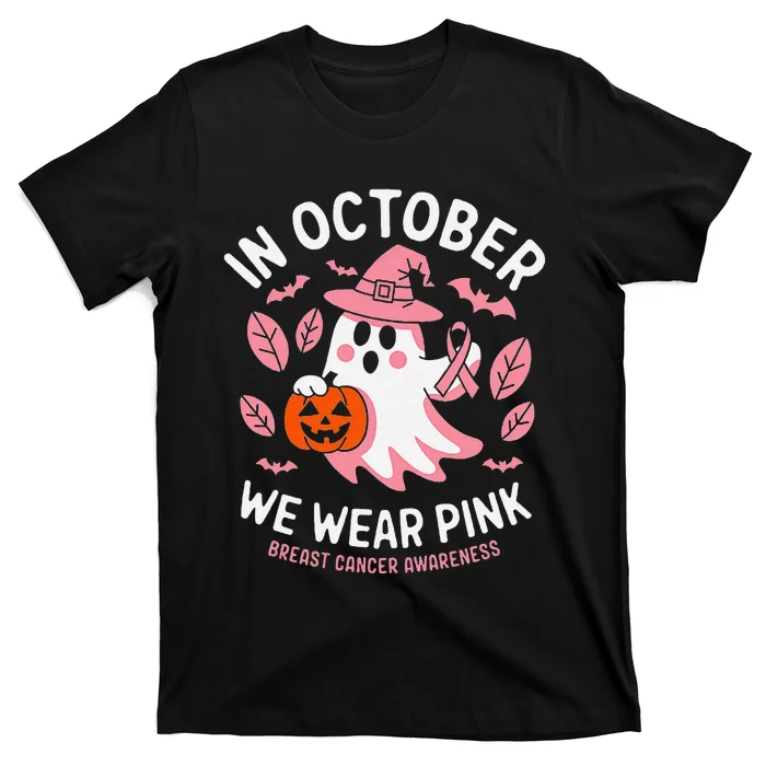 In October We Wear Pin.K Ghost Witch Breast Cancer Awareness T-Shirt