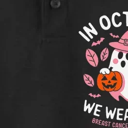 In October We Wear Pin.K Ghost Witch Breast Cancer Awareness Dry Zone Grid Performance Polo