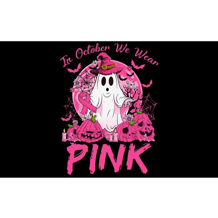 In October We Wear Pin.K Breast Cancer Ghost Witch Halloween Bumper Sticker