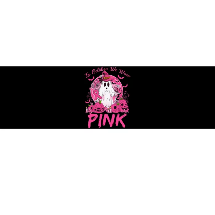 In October We Wear Pin.K Breast Cancer Ghost Witch Halloween Bumper Sticker