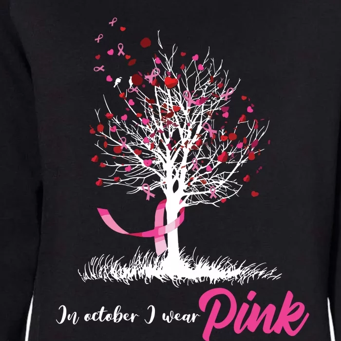 In October We Wear Pink Tree Breast Cancer Awareness Womens California Wash Sweatshirt