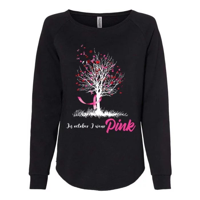 In October We Wear Pink Tree Breast Cancer Awareness Womens California Wash Sweatshirt