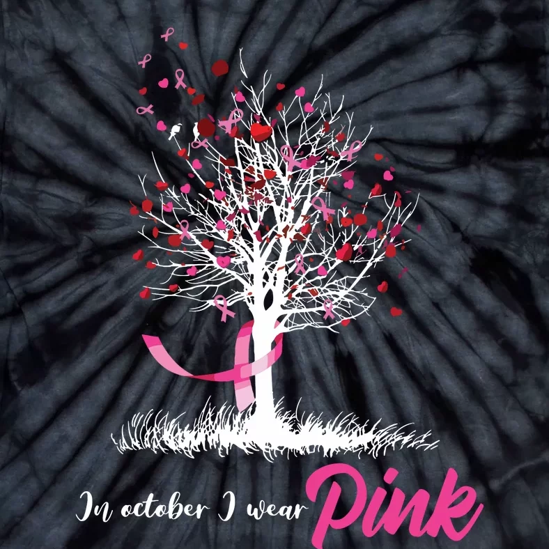 In October We Wear Pink Tree Breast Cancer Awareness Tie-Dye T-Shirt