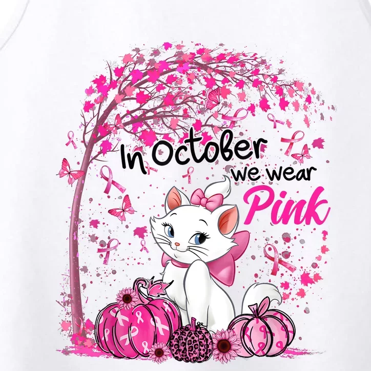 In October We Wear Pink Leopard Cat Breast Cancer Awareness Performance Tank