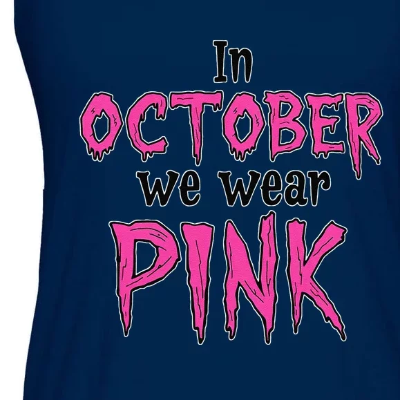 In October We Wear Pin.K Breast Cancer Women Halloween Theme Ladies Essential Flowy Tank