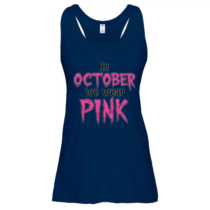 In October We Wear Pin.K Breast Cancer Women Halloween Theme Ladies Essential Flowy Tank