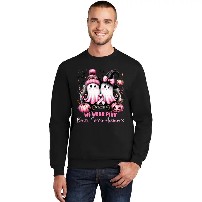 In October We Wear Ghost Witch Breast Cancer Awareness Sweatshirt