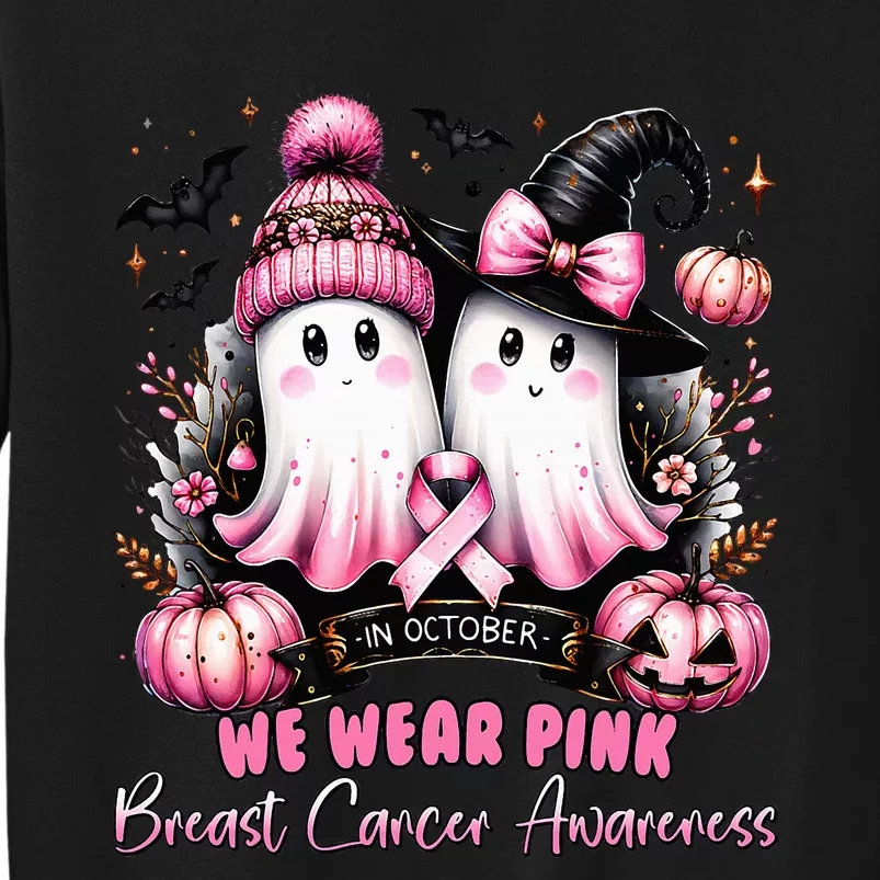 In October We Wear Ghost Witch Breast Cancer Awareness Sweatshirt