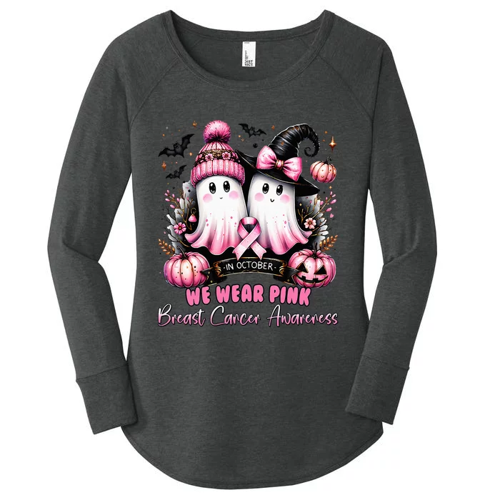 In October We Wear Ghost Witch Breast Cancer Awareness Women's Perfect Tri Tunic Long Sleeve Shirt