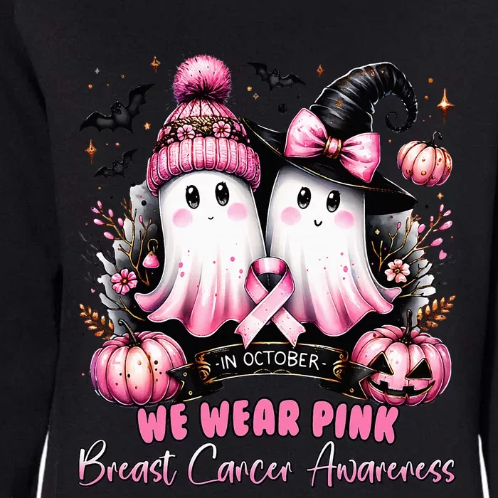 In October We Wear Ghost Witch Breast Cancer Awareness Womens California Wash Sweatshirt