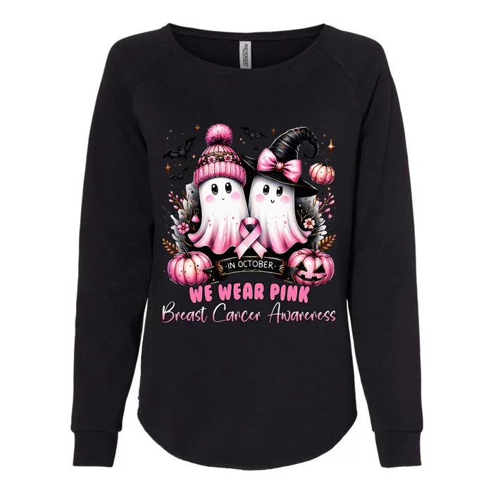 In October We Wear Ghost Witch Breast Cancer Awareness Womens California Wash Sweatshirt