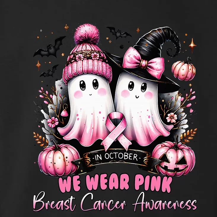 In October We Wear Ghost Witch Breast Cancer Awareness Toddler Hoodie