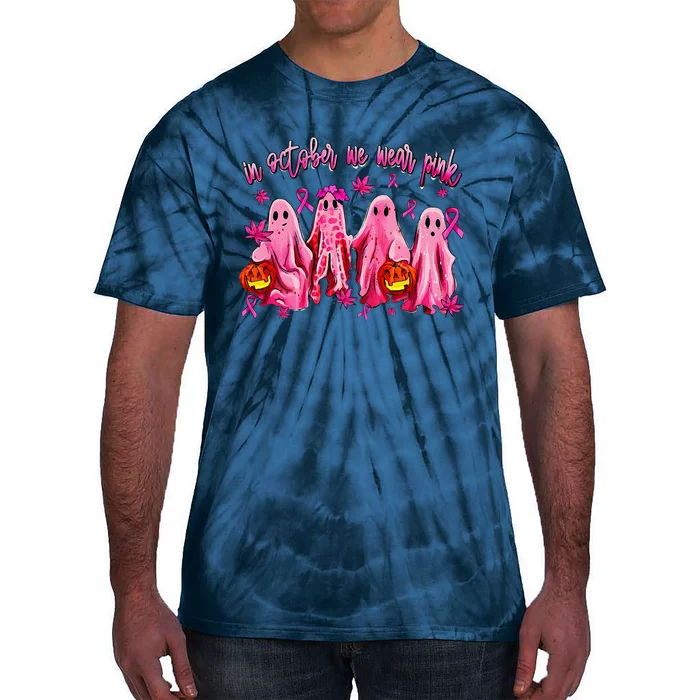 In October We Wear Pin.K Breast Cancer Awareness Halloween Tie-Dye T-Shirt