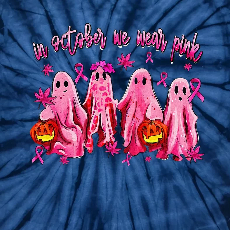 In October We Wear Pin.K Breast Cancer Awareness Halloween Tie-Dye T-Shirt