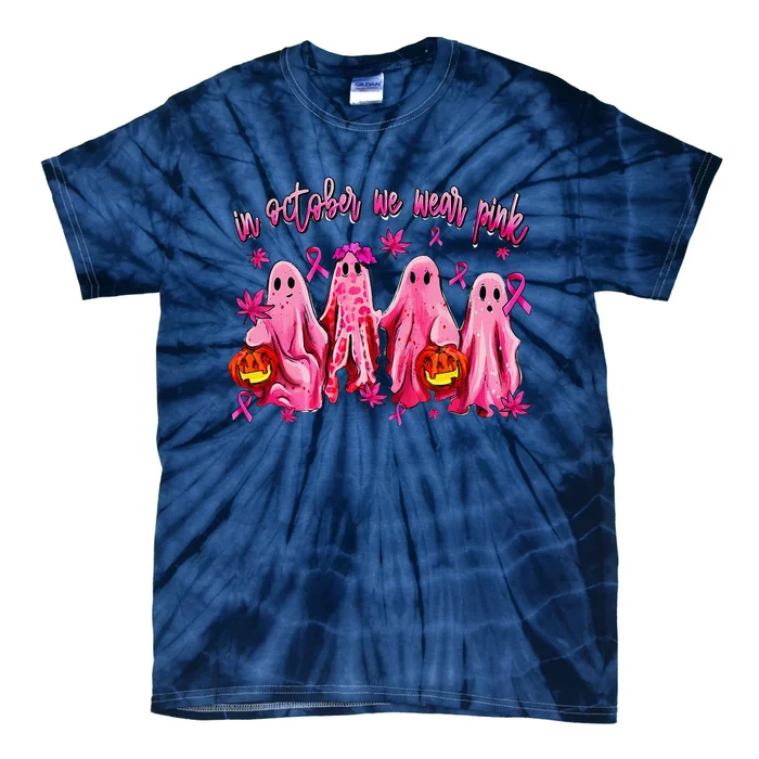 In October We Wear Pin.K Breast Cancer Awareness Halloween Tie-Dye T-Shirt