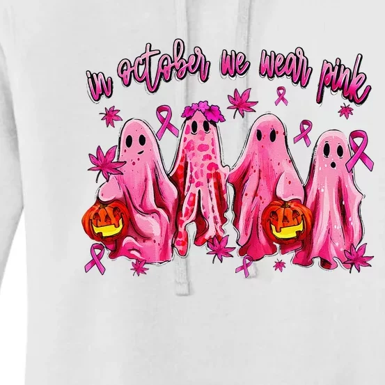 In October We Wear Pin.K Breast Cancer Awareness Halloween Women's Pullover Hoodie