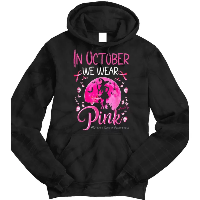 In October We Wear Breast Cancer Awareness Tie Dye Hoodie