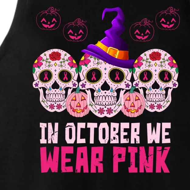 In October We Wear Pink Day Of The Dead Skulls Ladies Tri-Blend Wicking Tank