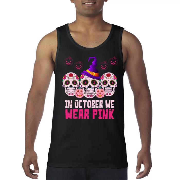 In October We Wear Pink Day Of The Dead Skulls Tank Top