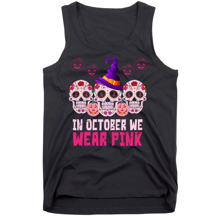 In October We Wear Pink Day Of The Dead Skulls Tank Top