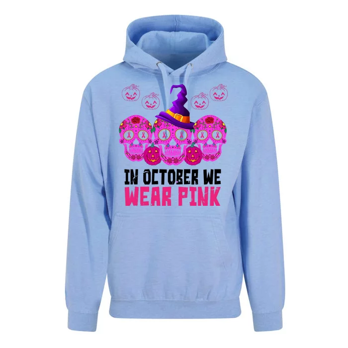 In October We Wear Pink Day Of The Dead Skulls Unisex Surf Hoodie