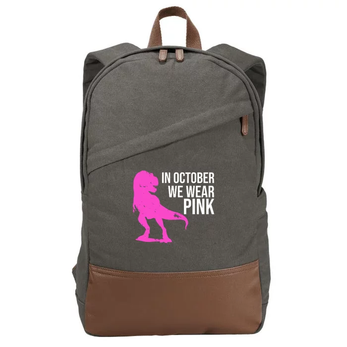 In October We Wear Pink Dinosaur T Rex Cotton Canvas Backpack