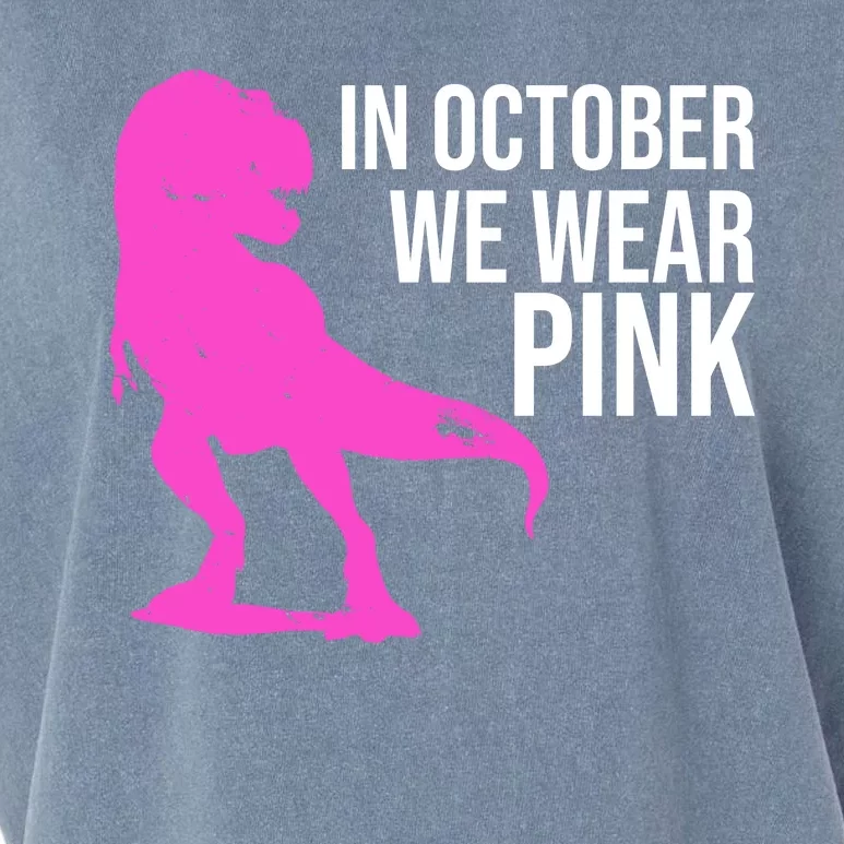 In October We Wear Pink Dinosaur T Rex Garment-Dyed Women's Muscle Tee