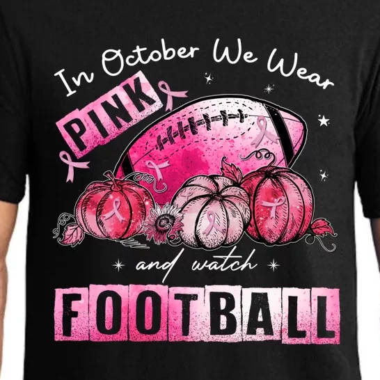 In October We Wear Pink Football Breast Cancer Awareness Cool Gift Pajama Set