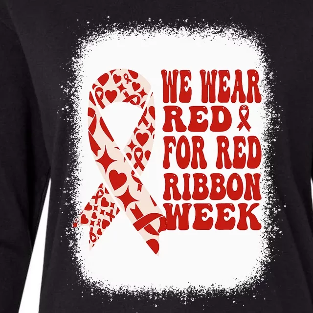 In October We Wear Red Ribbon Week Awareness Womens Cotton Relaxed Long Sleeve T-Shirt