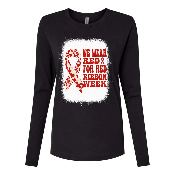 In October We Wear Red Ribbon Week Awareness Womens Cotton Relaxed Long Sleeve T-Shirt