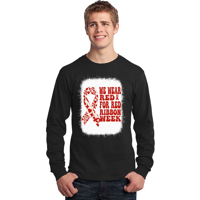 In October We Wear Red Ribbon Week Awareness Long Sleeve Shirt