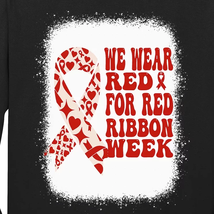 In October We Wear Red Ribbon Week Awareness Long Sleeve Shirt