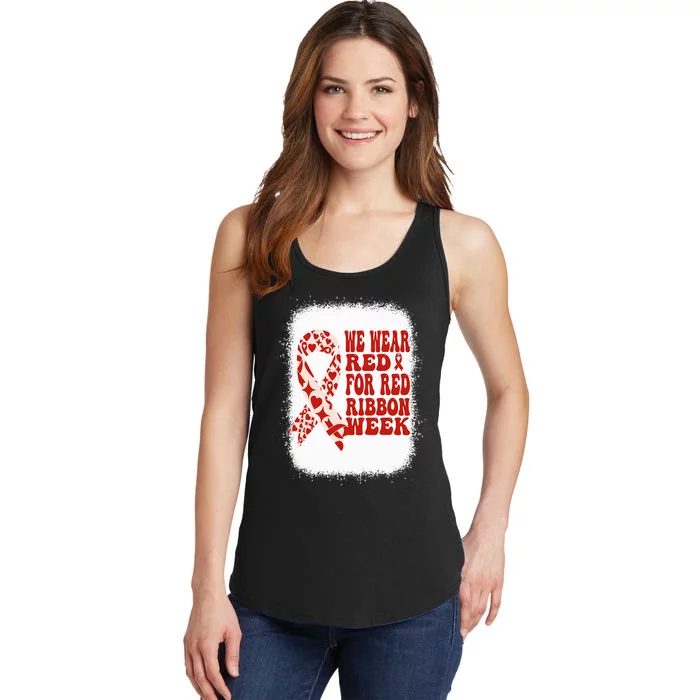 In October We Wear Red Ribbon Week Awareness Ladies Essential Tank