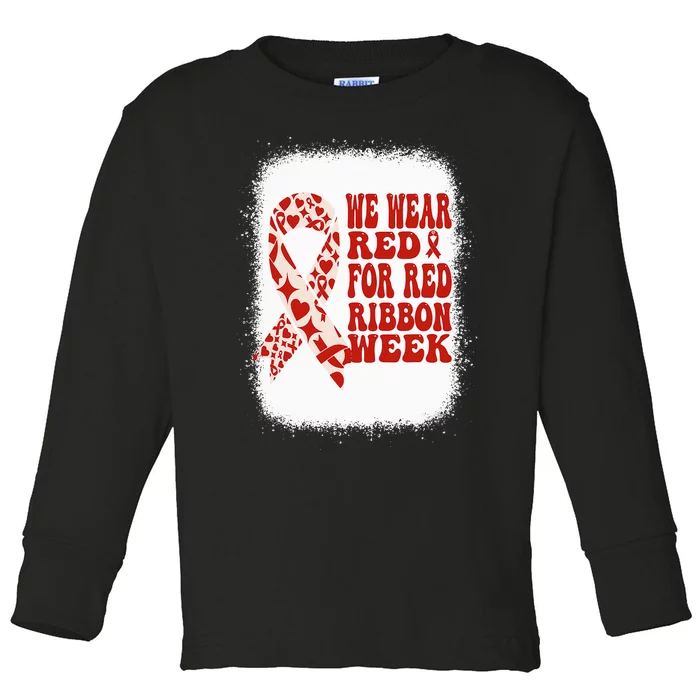 In October We Wear Red Ribbon Week Awareness Toddler Long Sleeve Shirt